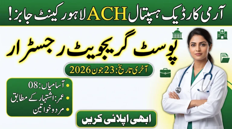 ACH Lahore Cantt Job 2026 featured image for Post Graduate Registrar vacancies with last date 23 June 2026.
