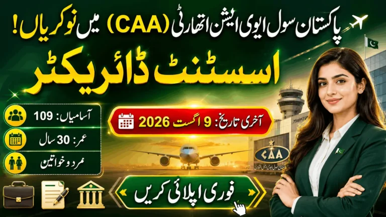 Pakistan Civil Aviation Authority Jobs 2026 featured image highlighting Director Aviation Security Facilitation vacancies, last date, eligibility, and online application details.